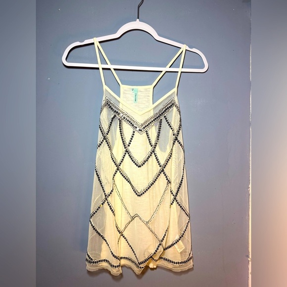 Maurices Tops - Maurices Cream Beaded Spaghetti Strap Top